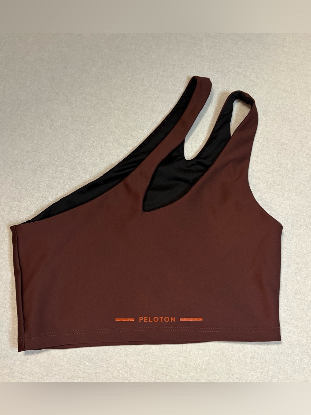 Peloton Show Up Side to Side Single Shoulder Bra in Brown/Orange, Size S